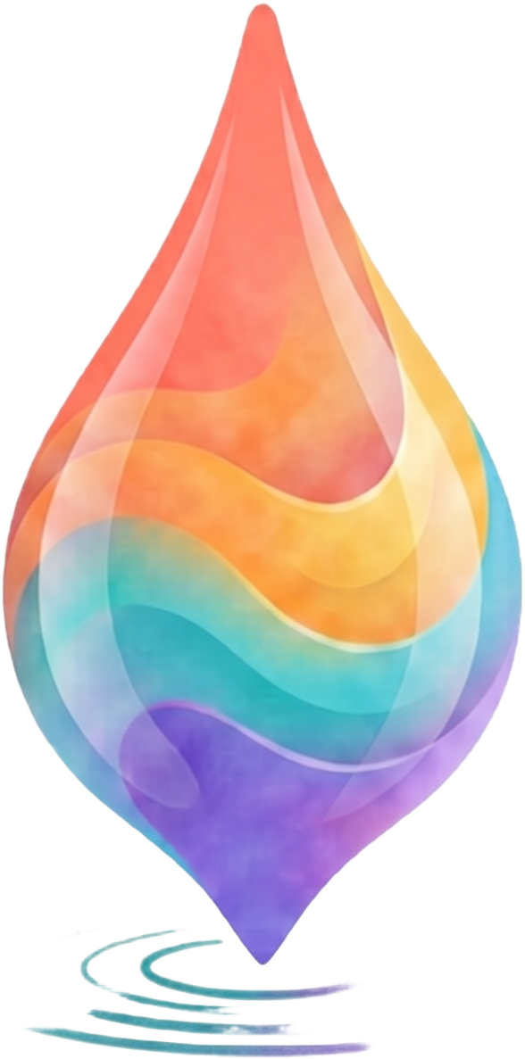 Watercolor ink droplet representing Inkwell Ideas